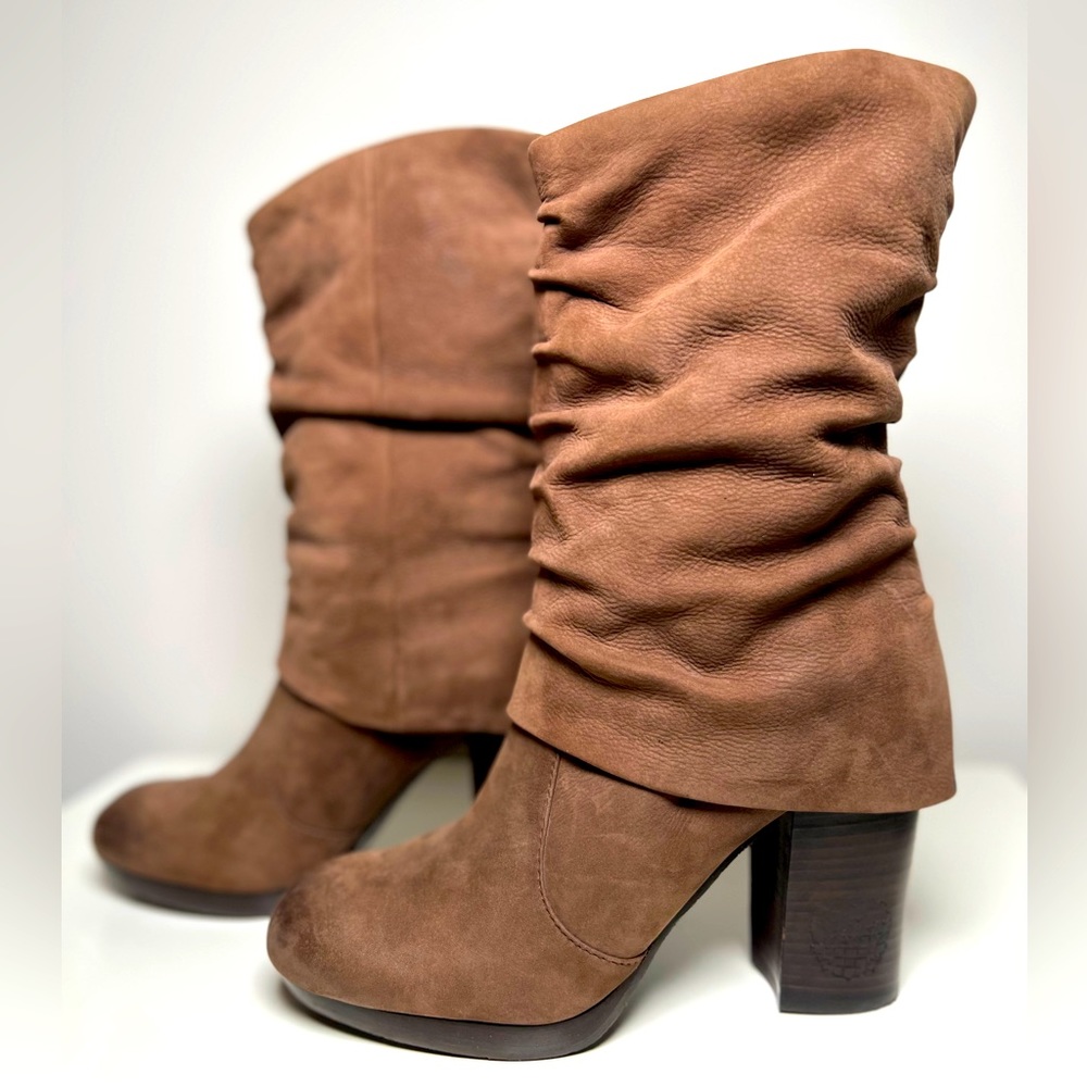 Vince Camuto leather chunky heel boots
